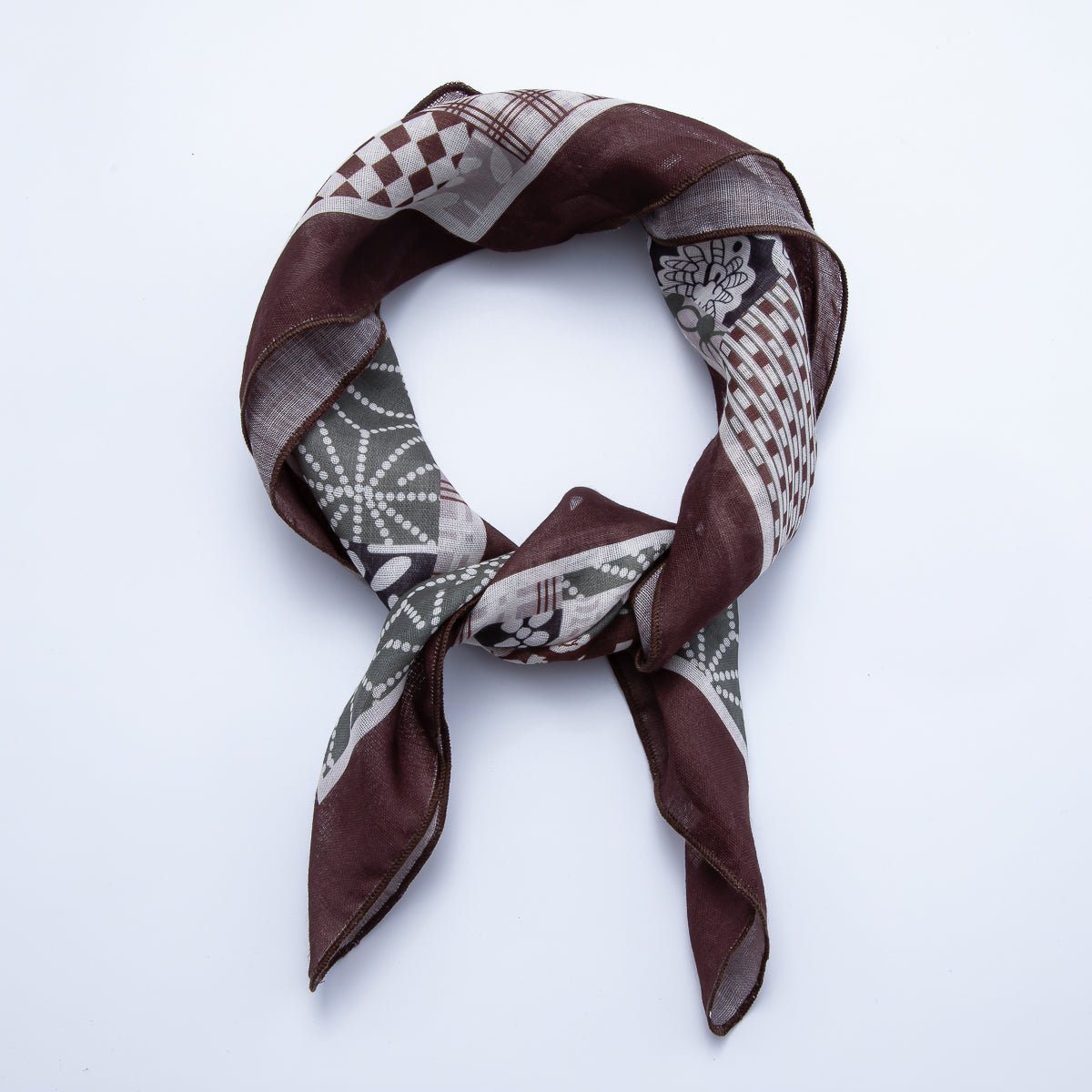 Vintage Square 56mm Soft Faux Silk Bandana Scarf Necklace | WA - 1978 - DLUXCA