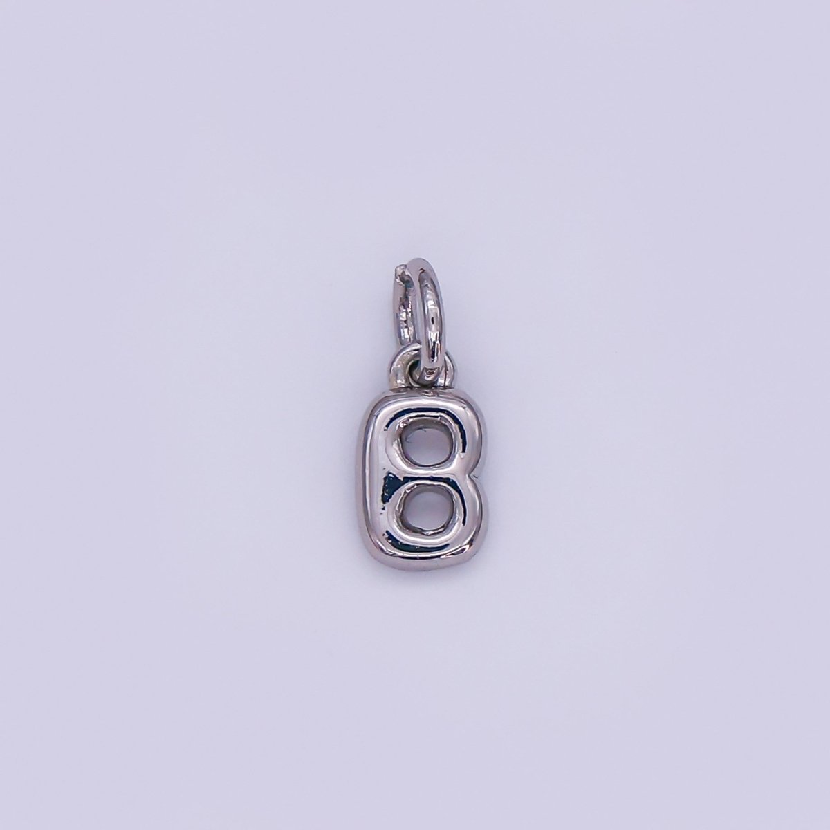 White Gold Filled 10mm Initial Letter Chubby Balloon Mini Charm | A029 - A041 - DLUXCA