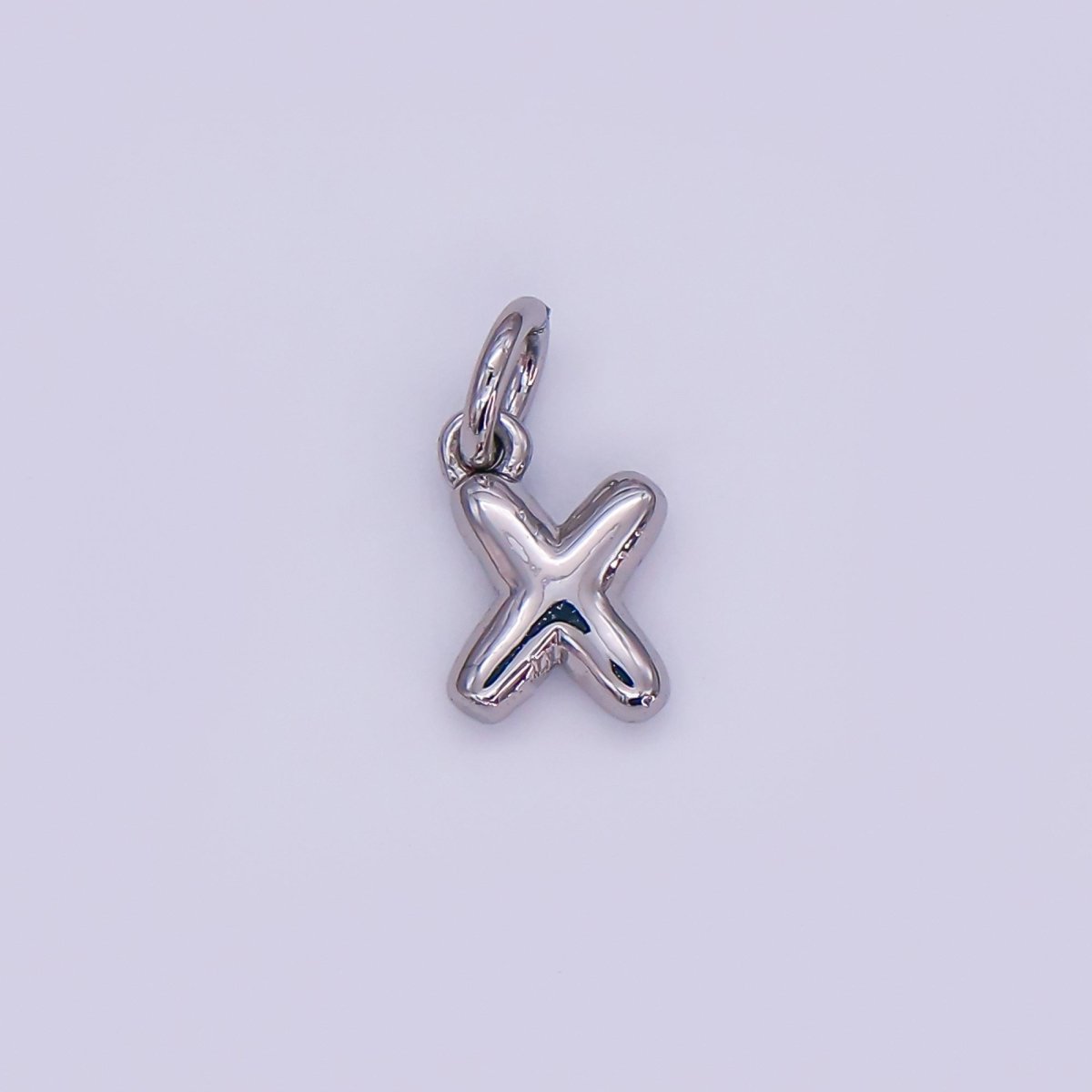White Gold Filled 10mm Initial Letter Chubby Balloon Mini Charm | A029 - A041 - DLUXCA