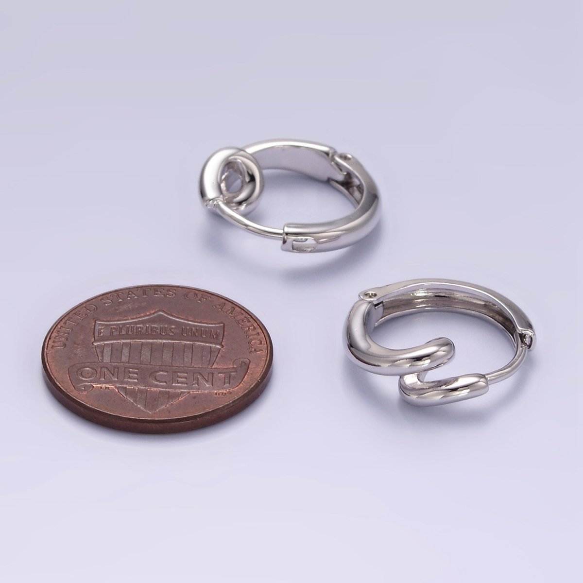 White Gold Filled 15mm Circling Band Minimalist Huggie Earrings | Q276 - DLUXCA