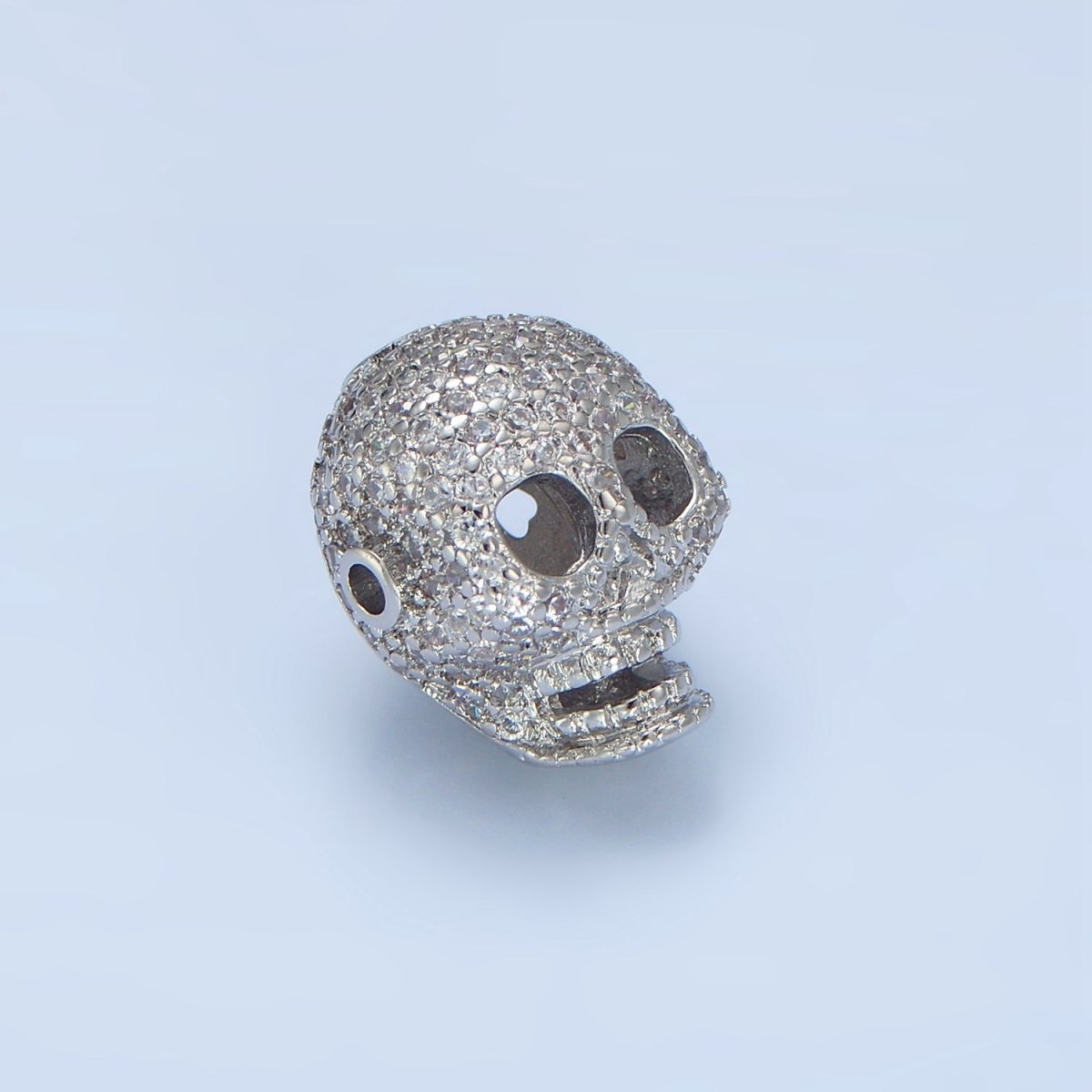 White Gold Filled 15mm Micro Paved CZ Human Skeleton Bead | B062 - DLUXCA