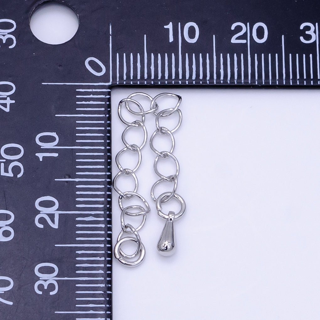 White Gold Filled 2 Inch Cable Chain Extender Findings Set | Z791 - DLUXCA