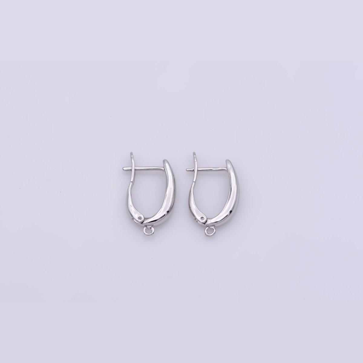 White Gold Filled 20mm Minimalist Open Loop English Lock Hoop Earrings Findings | Z846 - DLUXCA