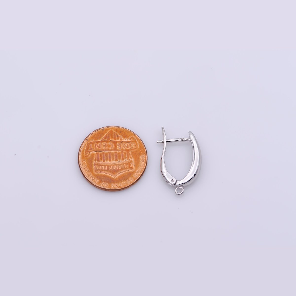 White Gold Filled 20mm Minimalist Open Loop English Lock Hoop Earrings Findings | Z846 - DLUXCA