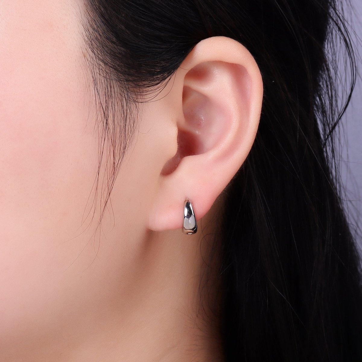 White Gold Filled 2mm Classic Minimalist Dome Huggie Earrings | T281 - DLUXCA