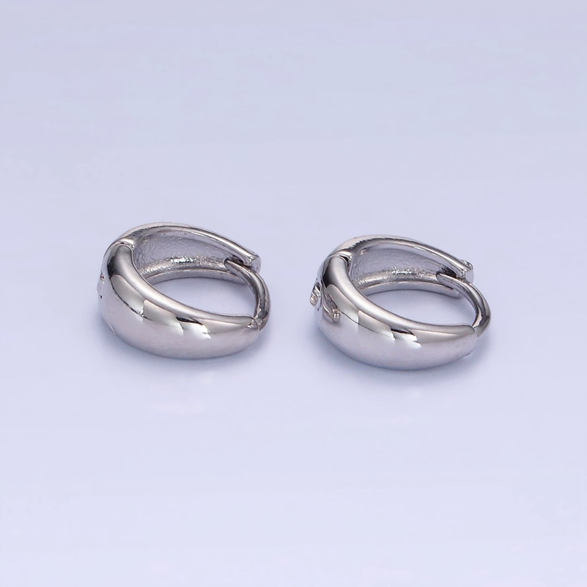 White Gold Filled 2mm Classic Minimalist Dome Huggie Earrings | T281 - DLUXCA