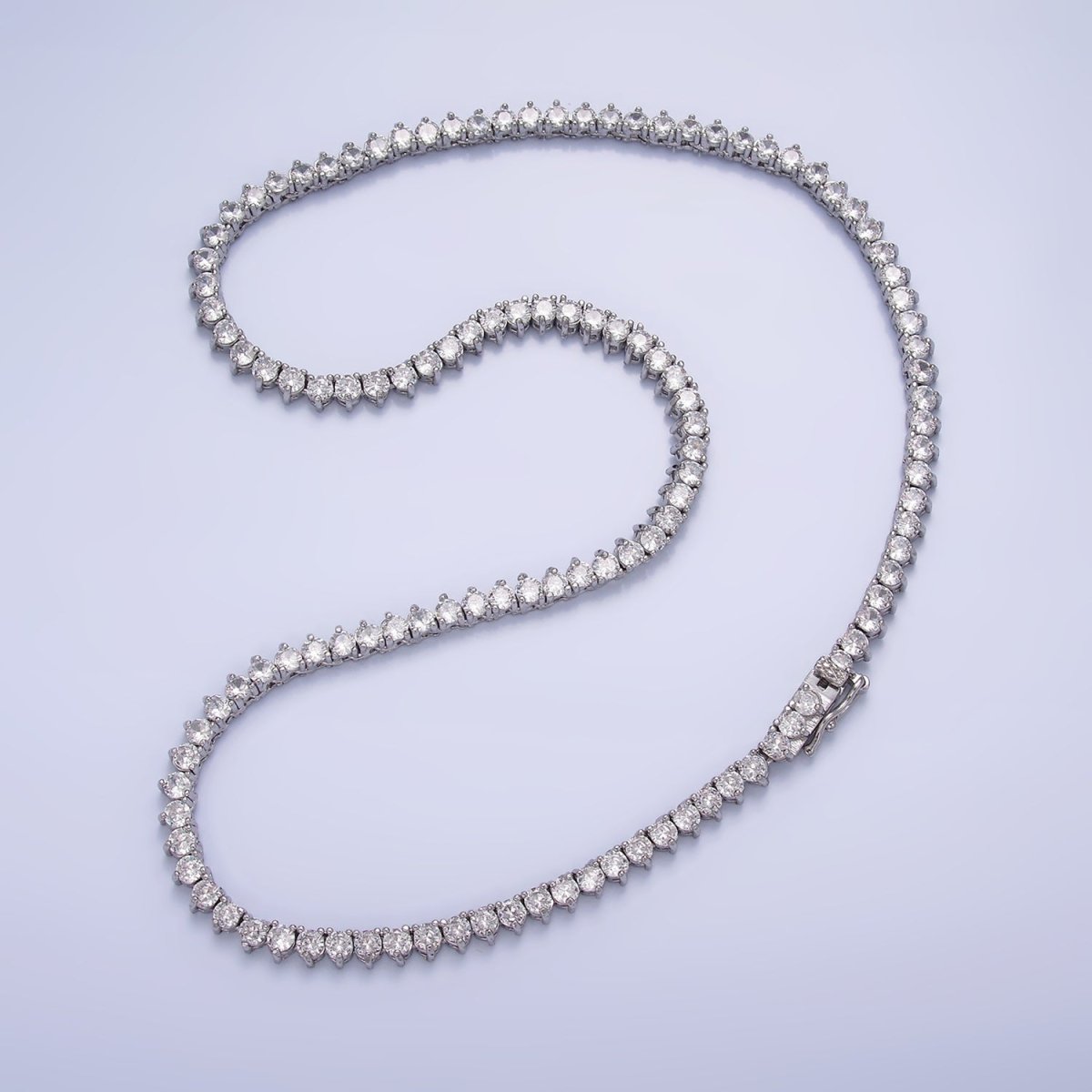 White Gold Filled 4.2mm Clear CZ Tennis Chain 16 Inch Necklace | WA - 2662 - DLUXCA