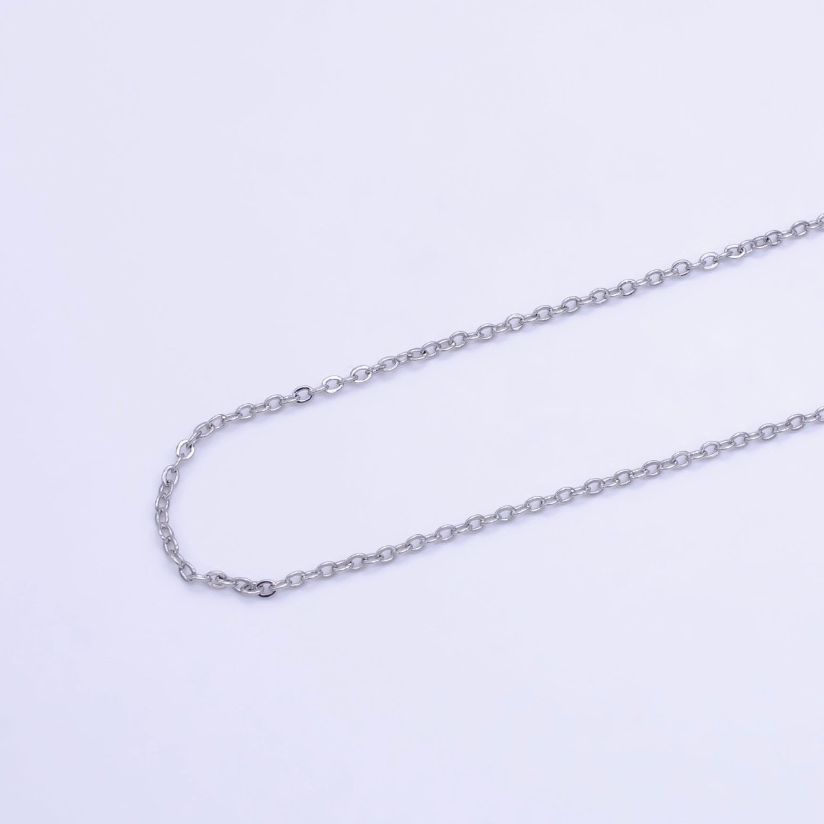 White Gold Filled Anchor Chain Dainty chain necklace, silver necklace chain, Finished chain necklace 18 inch with 1mm width for everyday wear | CN-450 - DLUXCA