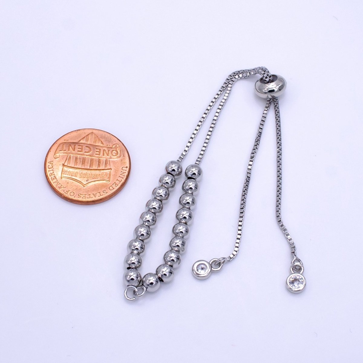 White Gold Filled Bubble Bead Slider Bracelet | Z788 - DLUXCA