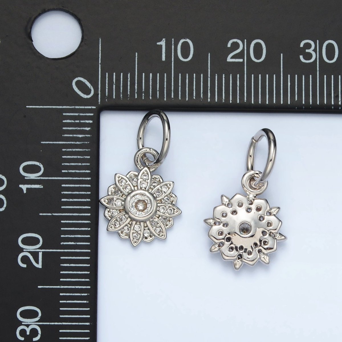 White Gold Filled Clear CZ Blooming Flower Charm | AG861 - DLUXCA