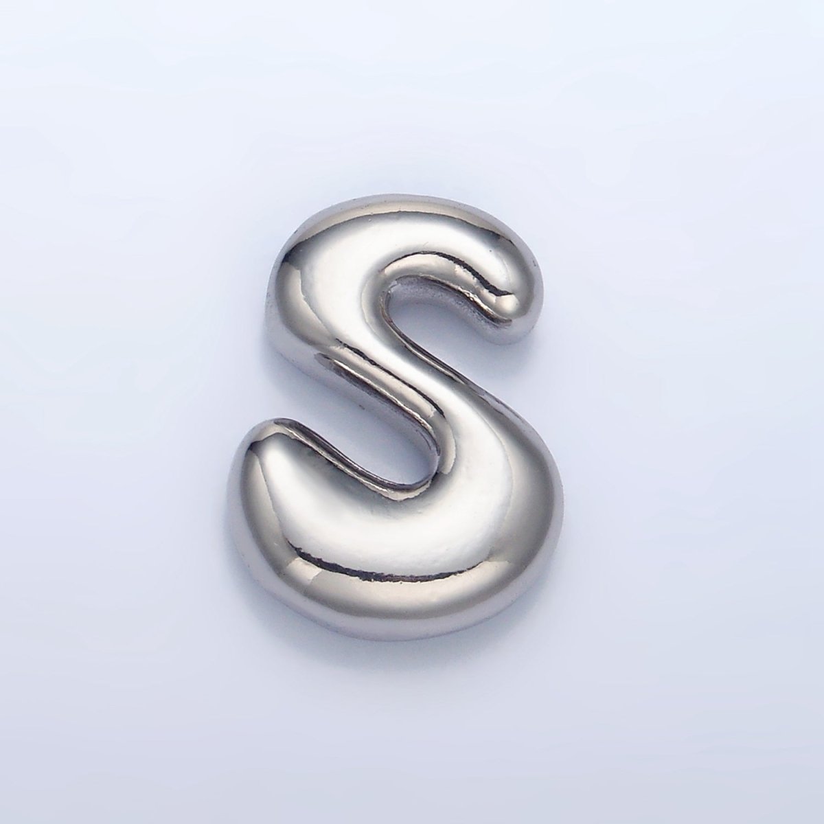 White Gold Filled Groovey Chubby Balloon Letter Initial Pendant | A1643 - A1655 - DLUXCA