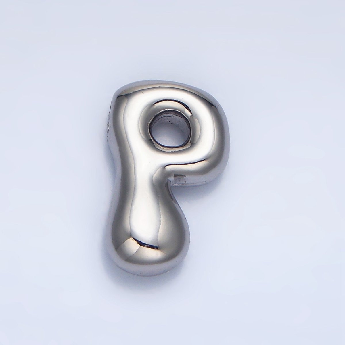 White Gold Filled Groovey Chubby Balloon Letter Initial Pendant | A1643 - A1655 - DLUXCA