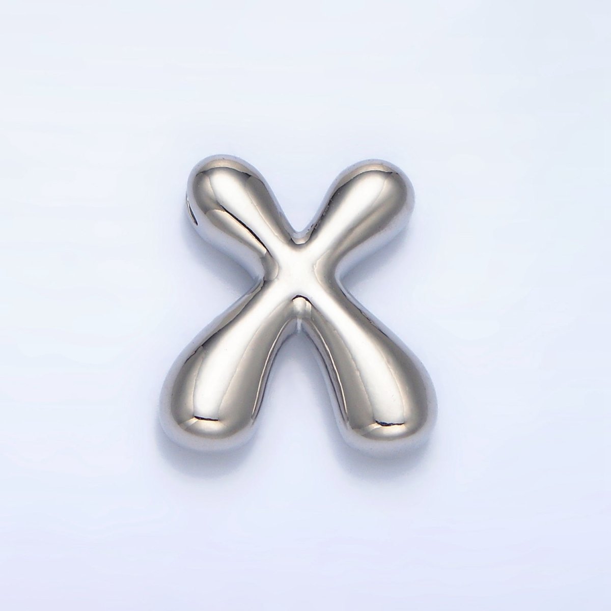 White Gold Filled Groovey Chubby Balloon Letter Initial Pendant | A1643 - A1655 - DLUXCA