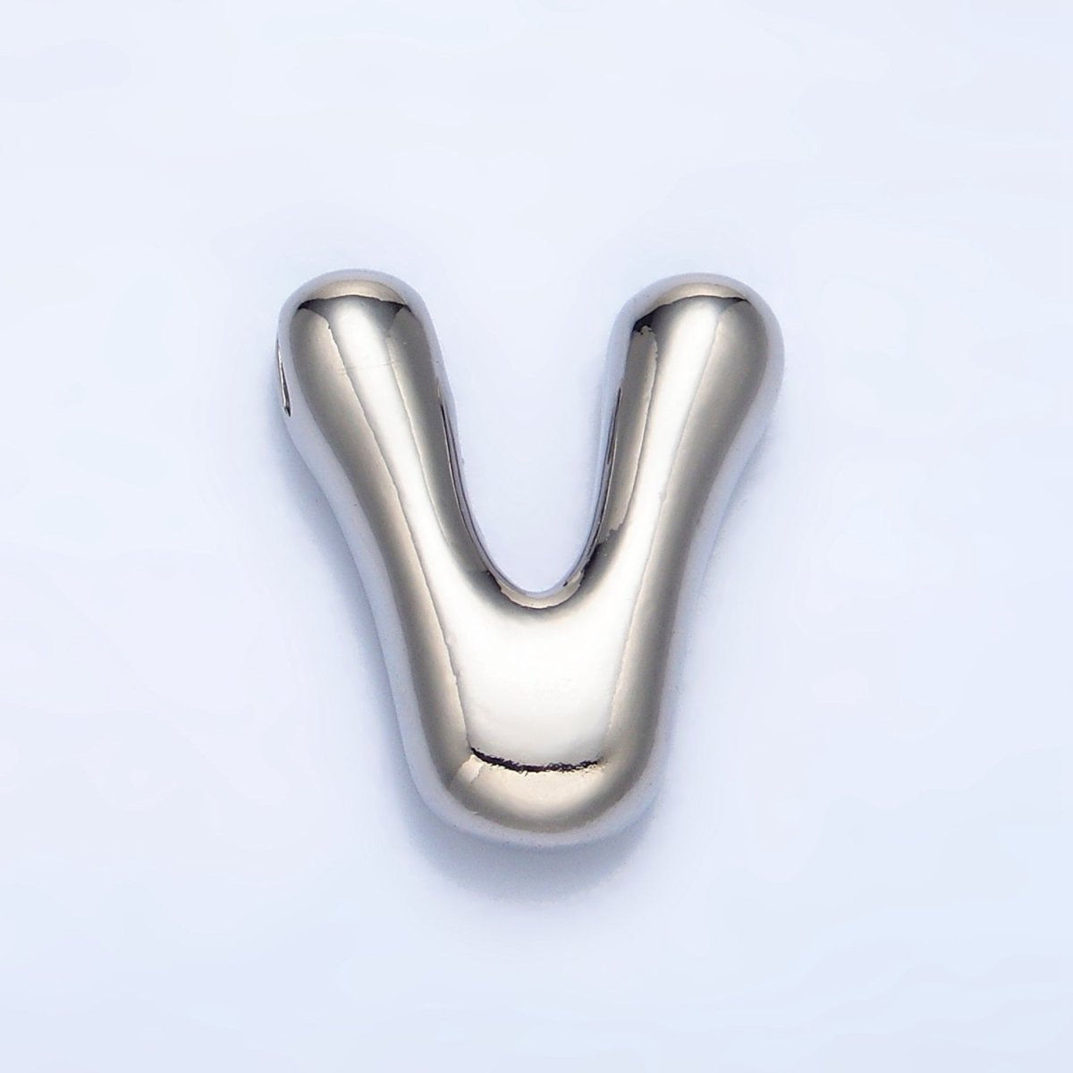 White Gold Filled Groovey Chubby Balloon Letter Initial Pendant | A1643 - A1655 - DLUXCA