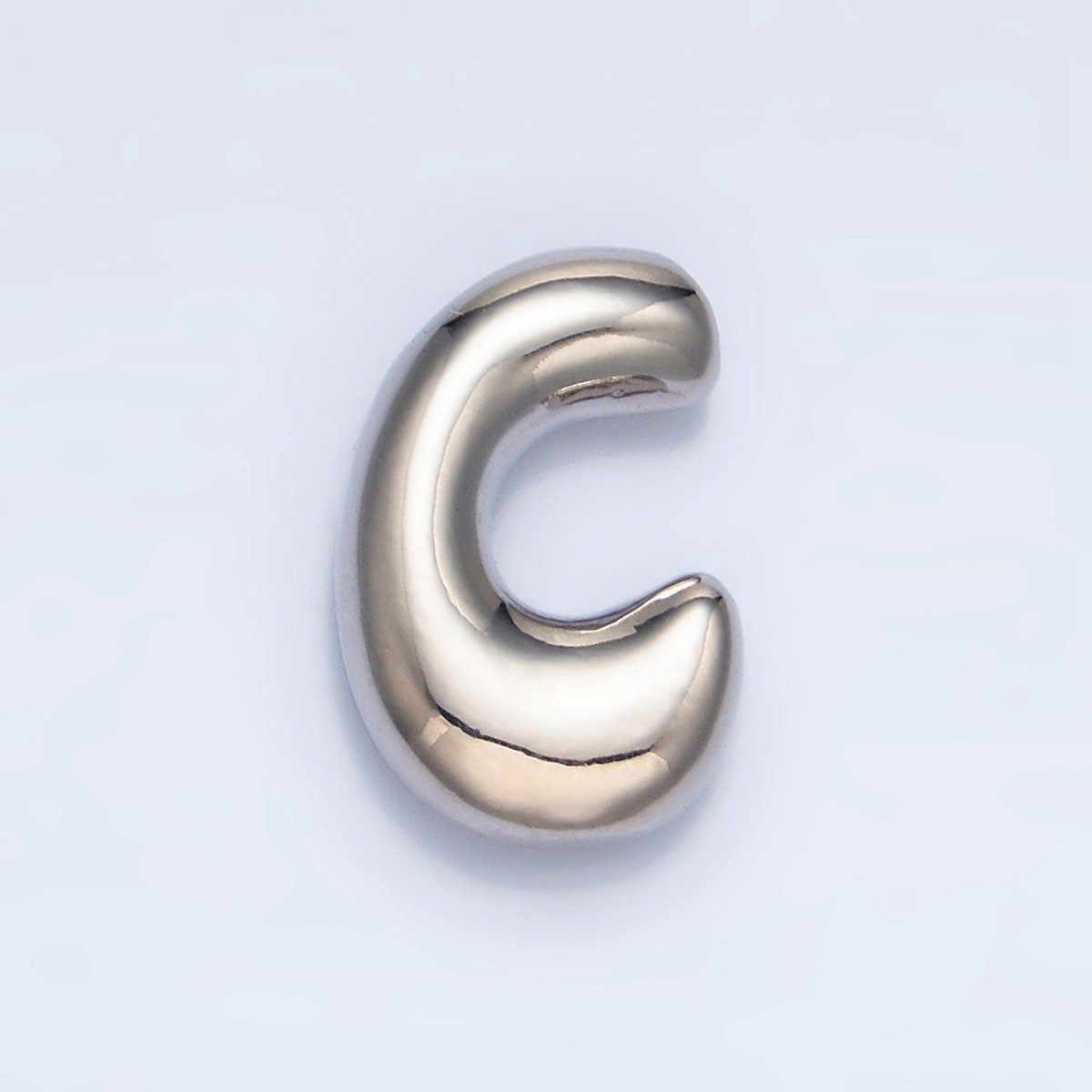 White Gold Filled Groovey Chubby Balloon Letter Initial Pendant | A1643 - A1655 - DLUXCA