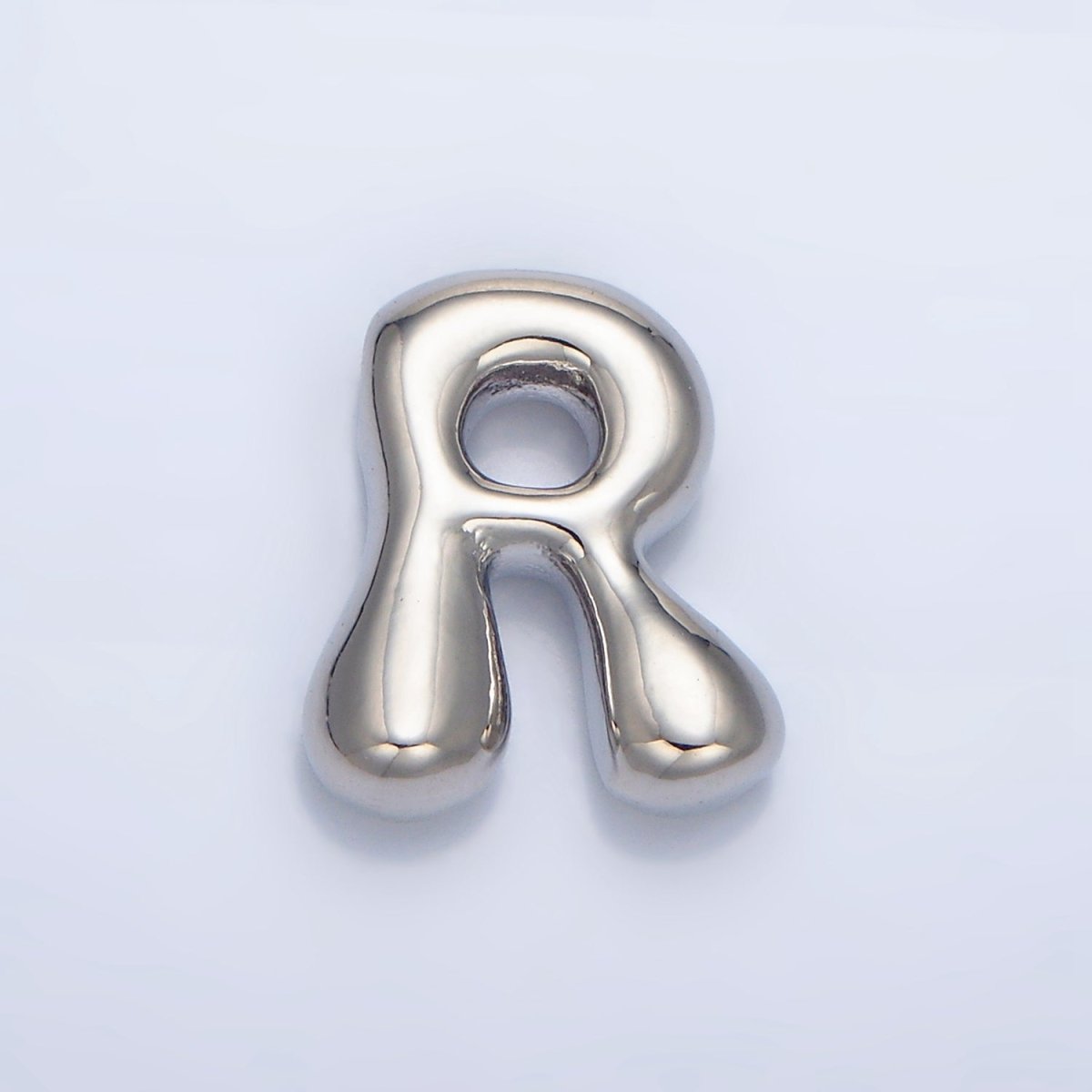 White Gold Filled Groovey Chubby Balloon Letter Initial Pendant | A1643 - A1655 - DLUXCA