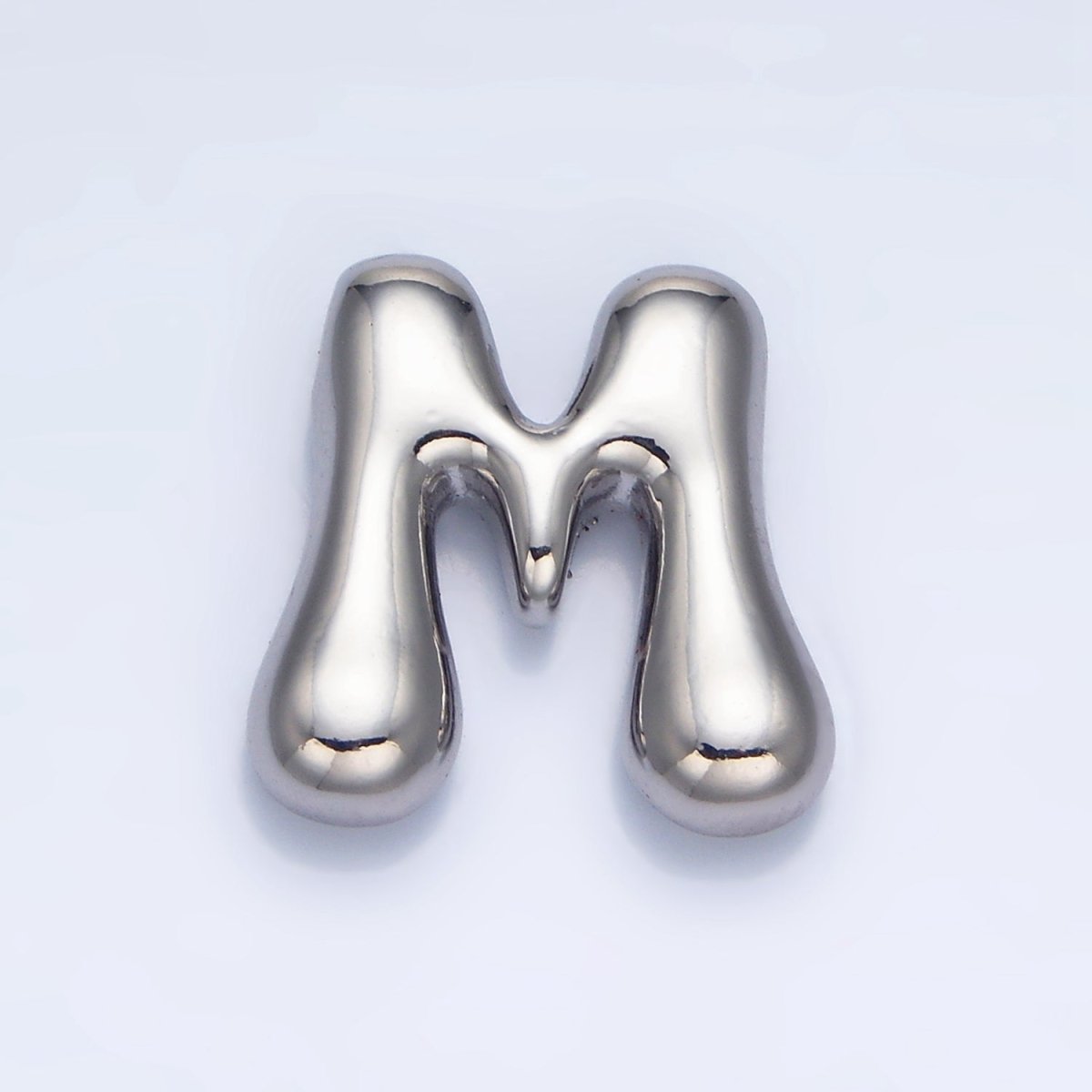 White Gold Filled Groovey Chubby Balloon Letter Initial Pendant | A1643 - A1655 - DLUXCA