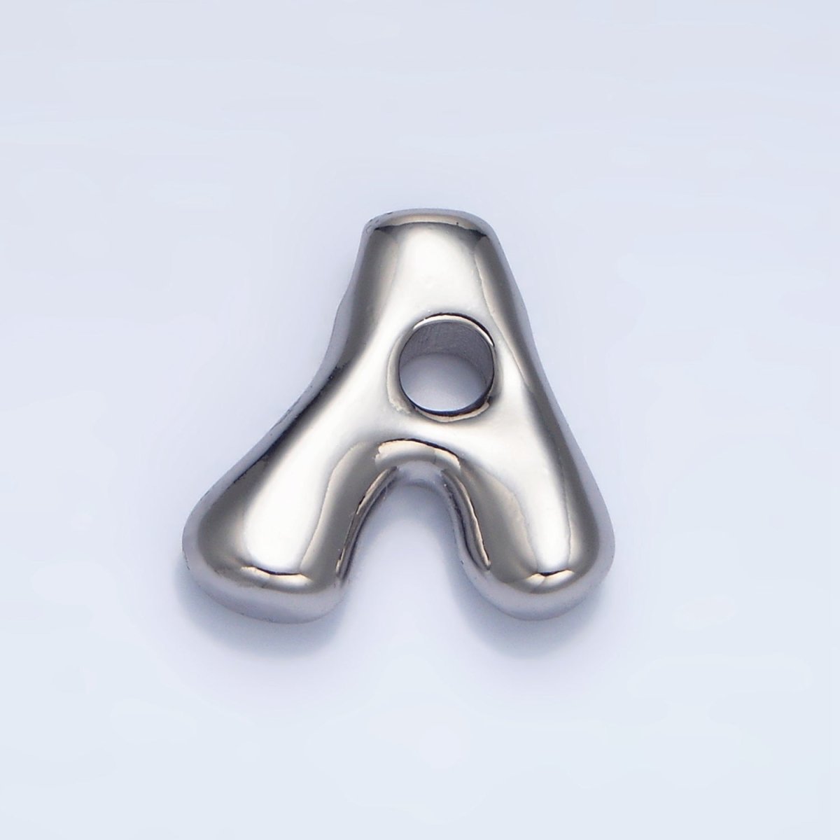 White Gold Filled Groovey Chubby Balloon Letter Initial Pendant | A1643 - A1655 - DLUXCA