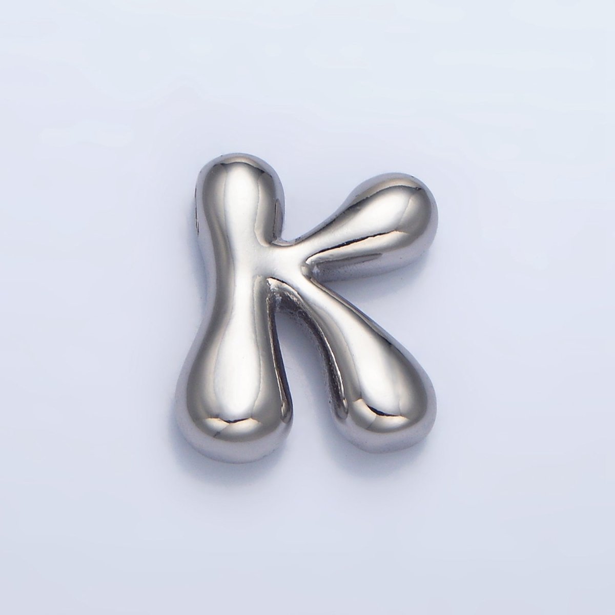 White Gold Filled Groovey Chubby Balloon Letter Initial Pendant | A1643 - A1655 - DLUXCA