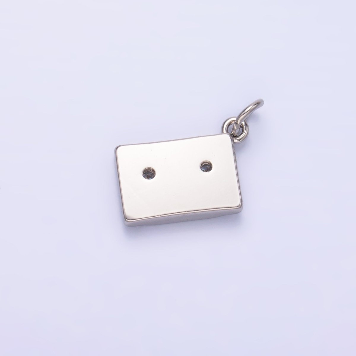 White Gold Filled Minimalist Cassette Tape Music Charm | W415 - DLUXCA