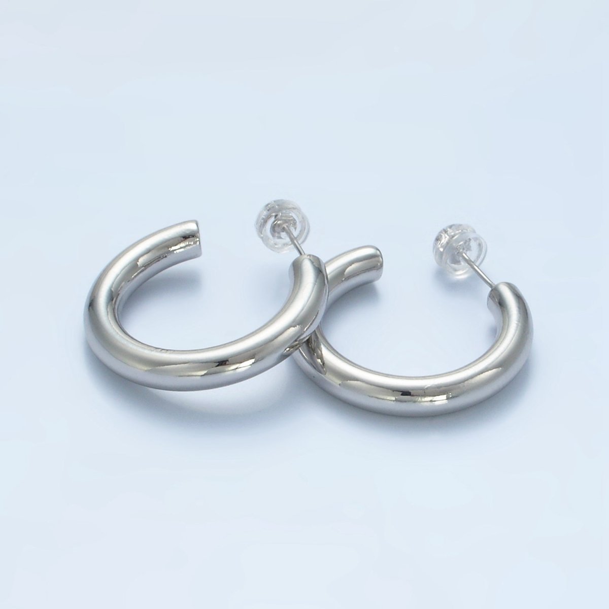 White Gold Filled Minimalist Silver Hoop Earrings | AD - 688 - DLUXCA