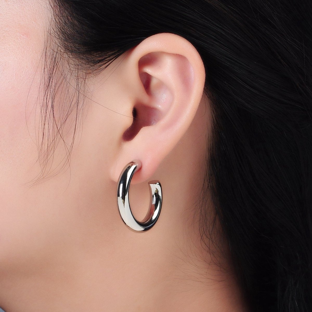 White Gold Filled Minimalist Silver Hoop Earrings | AD - 689 AD - 690 - DLUXCA