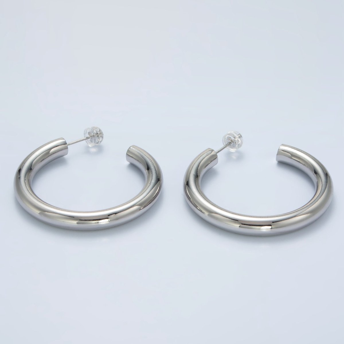 White Gold Filled Minimalist Silver Tube Hoop Earrings | AD - 638 - DLUXCA