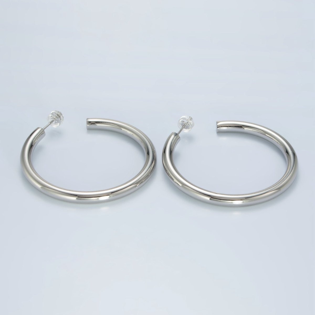 White Gold Filled Silver Thick Chunky Minimalist Tube Hoop Earrings | AD - 640 - DLUXCA