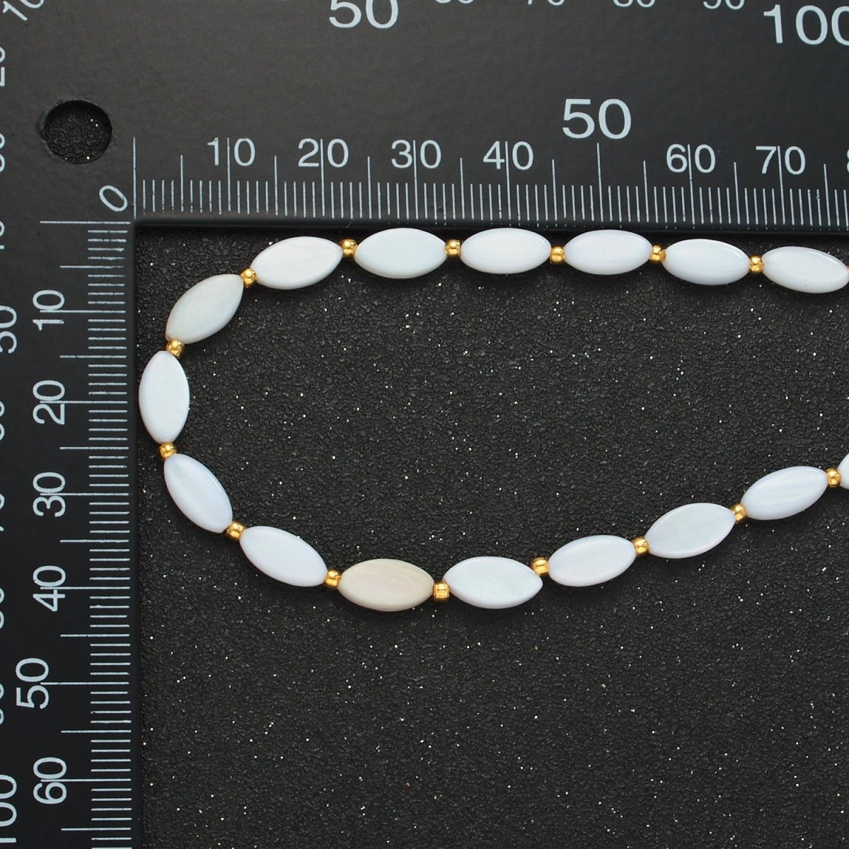 White Jade Beaded Chain Necklace 15.74 Inch with Extender | WA2581 - DLUXCA