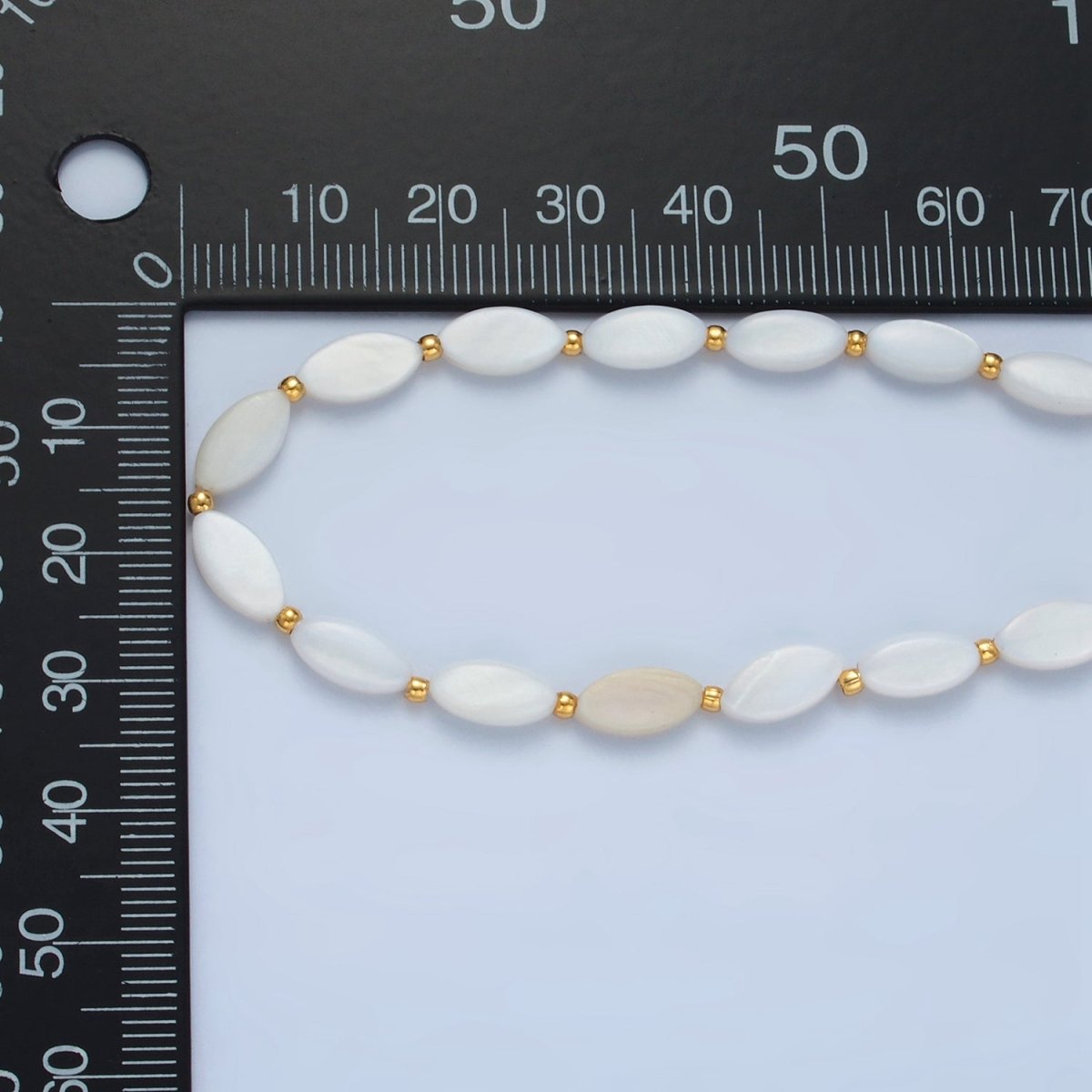 White Jade Beaded Chain Necklace 15.74 Inch with Extender | WA2581 - DLUXCA