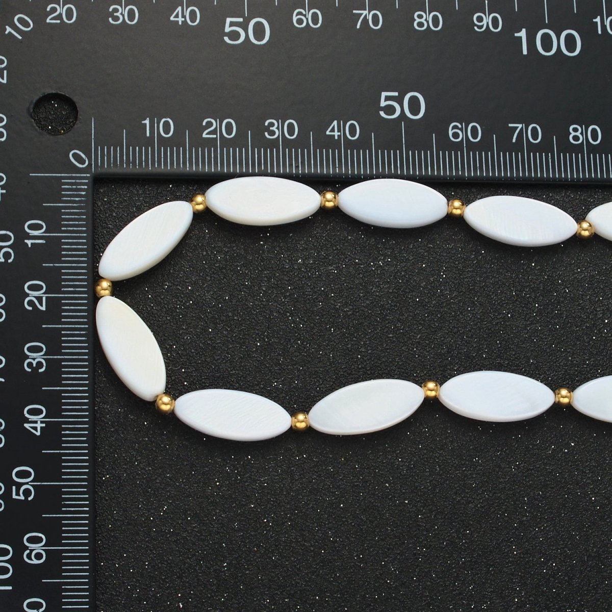 White Jade Beaded Chain Necklace 16.14 Inch with Extender | WA2582 - DLUXCA