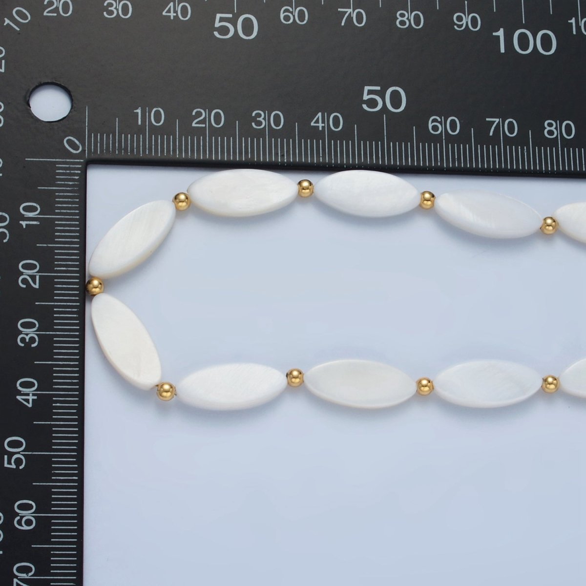 White Jade Beaded Chain Necklace 16.14 Inch with Extender | WA2582 - DLUXCA