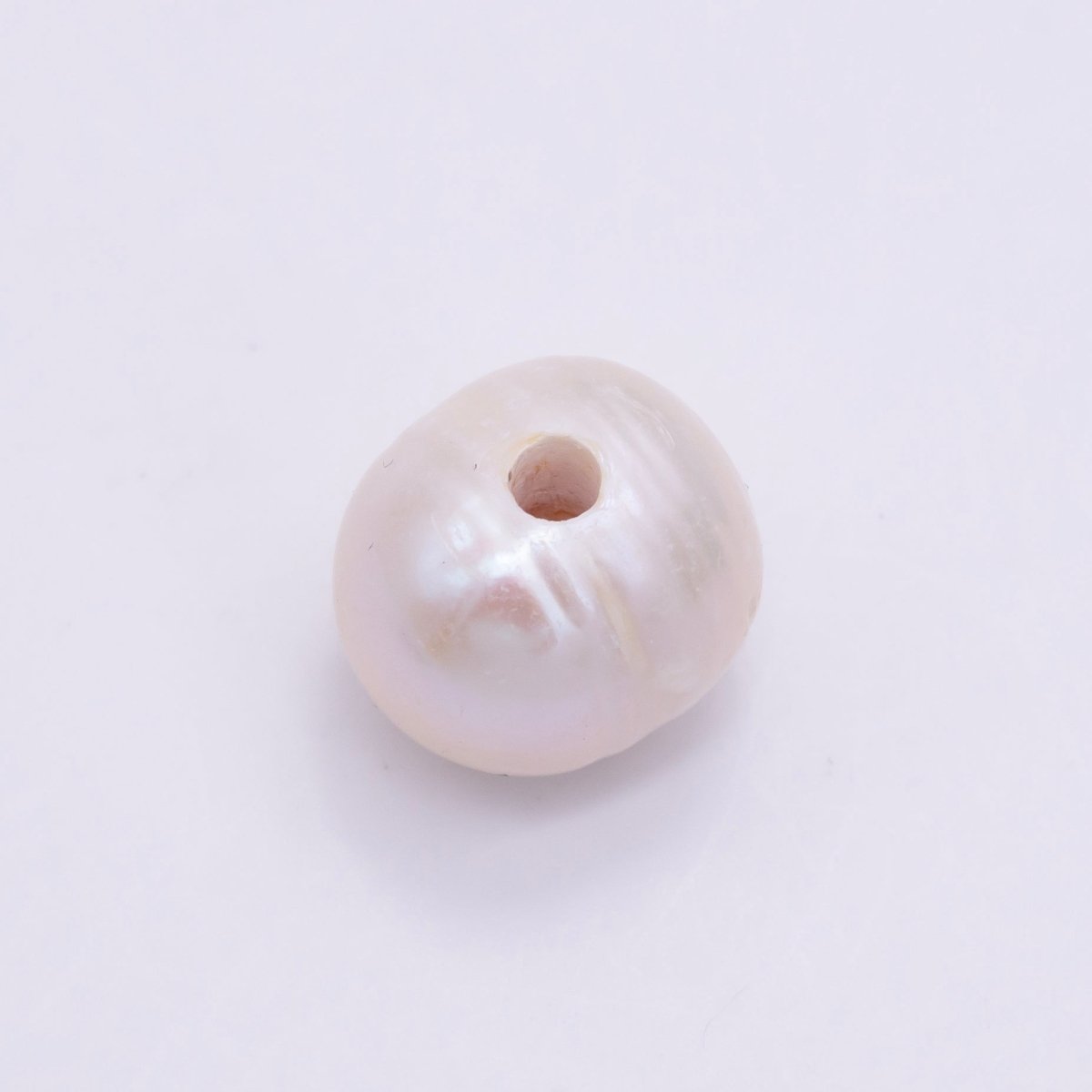 White Ringed Baroque Button Freshwater Pearl Beads | P1759 - DLUXCA