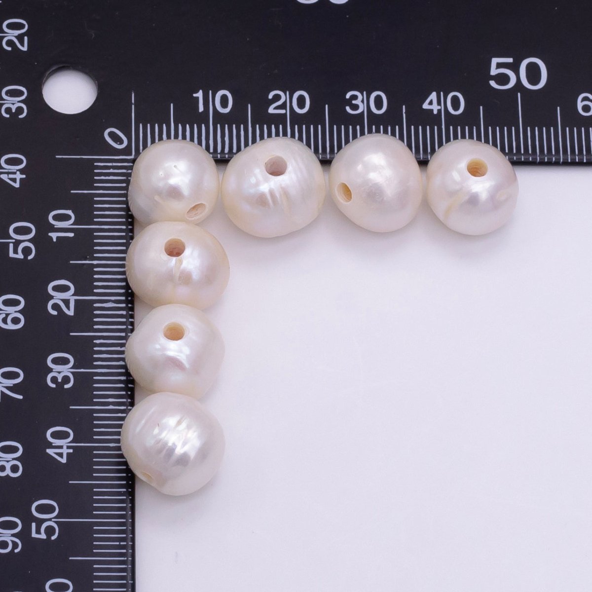 White Ringed Baroque Button Freshwater Pearl Beads | P1759 - DLUXCA