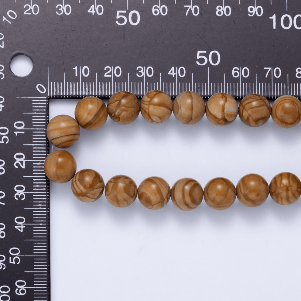 Wood Grain Jasper Round Gemstone Bead Strand Findings | WA-04748 - DLUXCA
