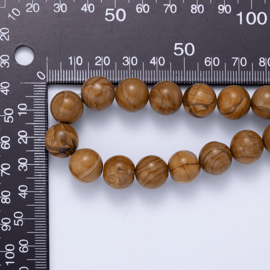 Wood Grain Jasper Round Gemstone Bead Strand Findings | WA-04748 - DLUXCA