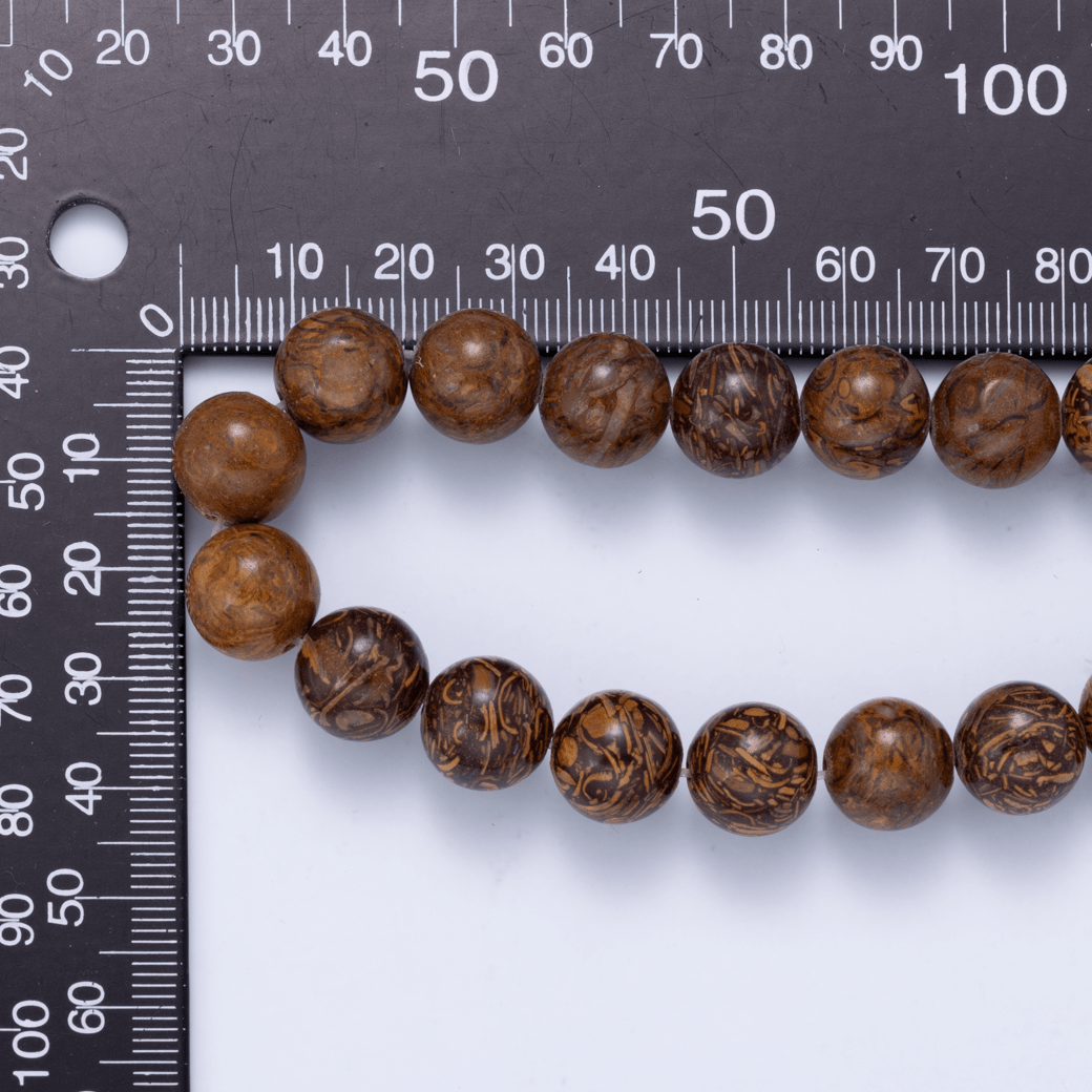Wood Grain Jasper Round Gemstone Bead Strand Findings | WA-04748 - DLUXCA