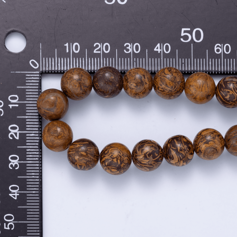 Wood Grain Jasper Round Gemstone Bead Strand Findings | WA-04748 - DLUXCA