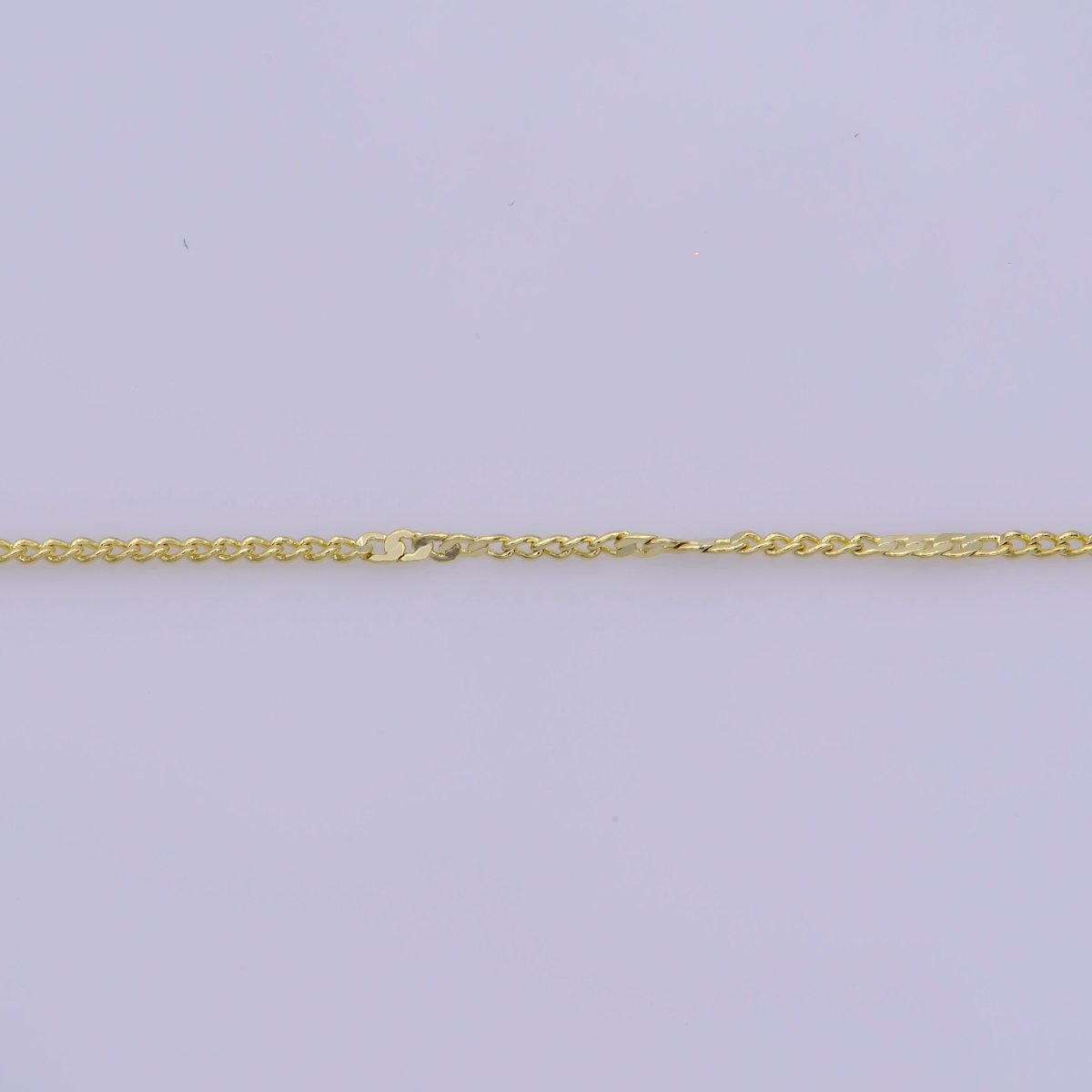 0.6mm Dainty Gold Curb Flat Link 17.5 Inch Layering Chain Necklace | WA-394 Clearance Pricing - DLUXCA