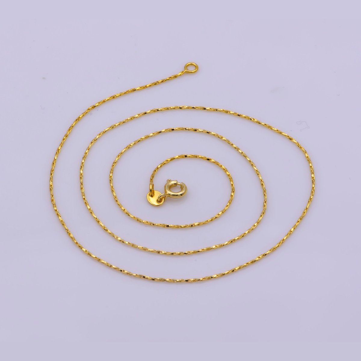 0.8mm Dainty Wheat 18 Inches Layering Chain Necklace w. Spring Ring | WA-396 Clearance Pricing - DLUXCA