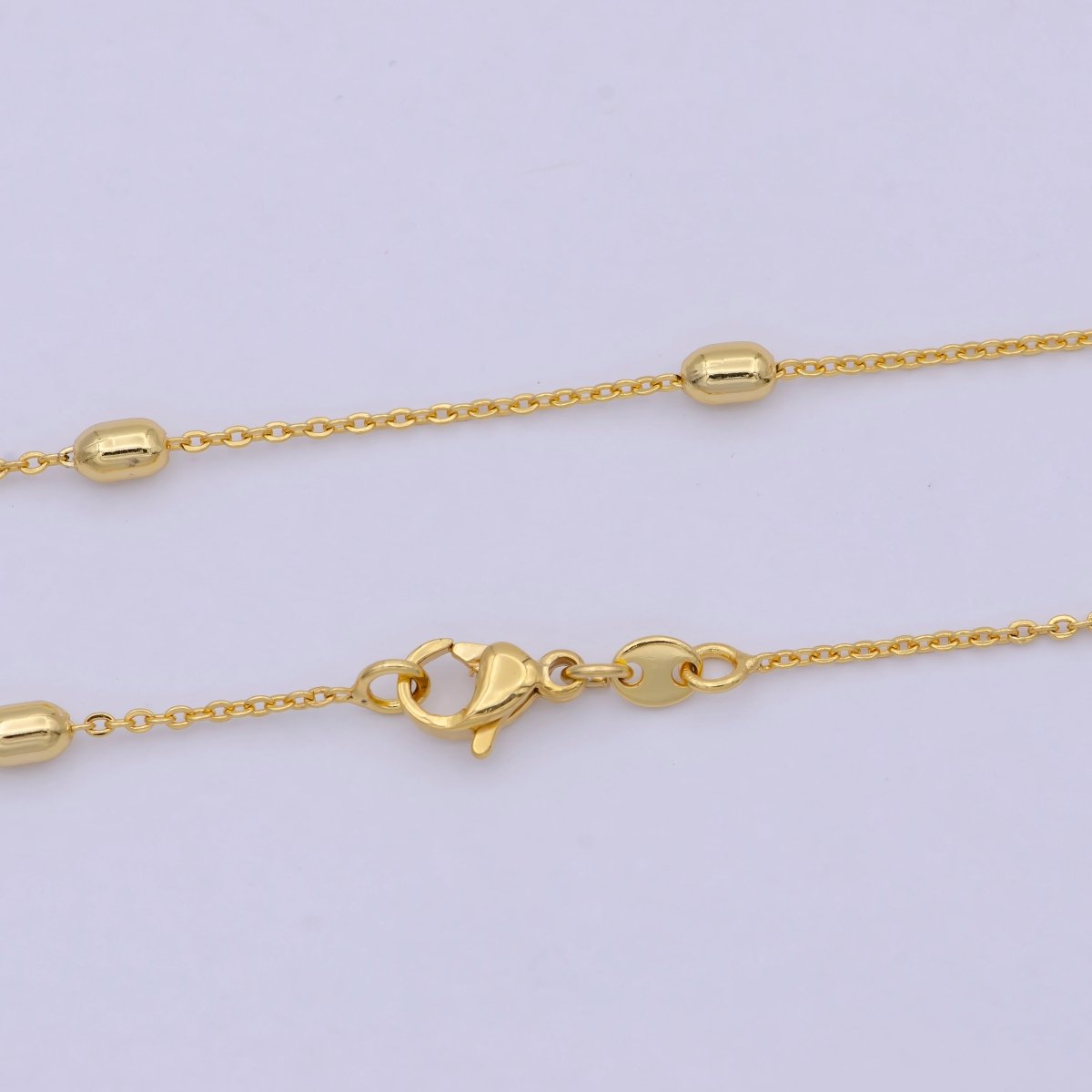 1 mm Satellite necklace, 24k gold filled chain Bead, Dainty gold filled chain, minimalist necklace 17.7 inch chain | WA-741 Clearance Pricing - DLUXCA