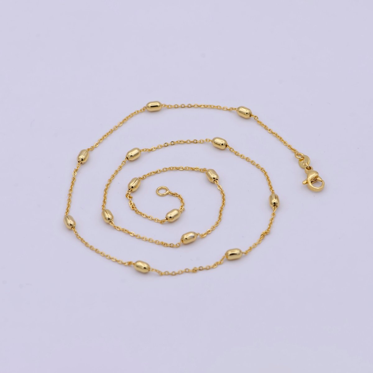 1 mm Satellite necklace, 24k gold filled chain Bead, Dainty gold filled chain, minimalist necklace 17.7 inch chain | WA-741 Clearance Pricing - DLUXCA
