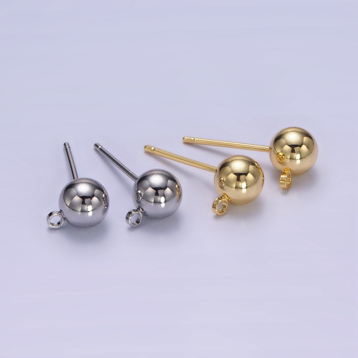 1 pair 3,5,6mm Small Ball Stud Earrings Ball 14K Gold Filled Post Earring with Closed Loop for Earring Supply Z-673 Z-678 - DLUXCA