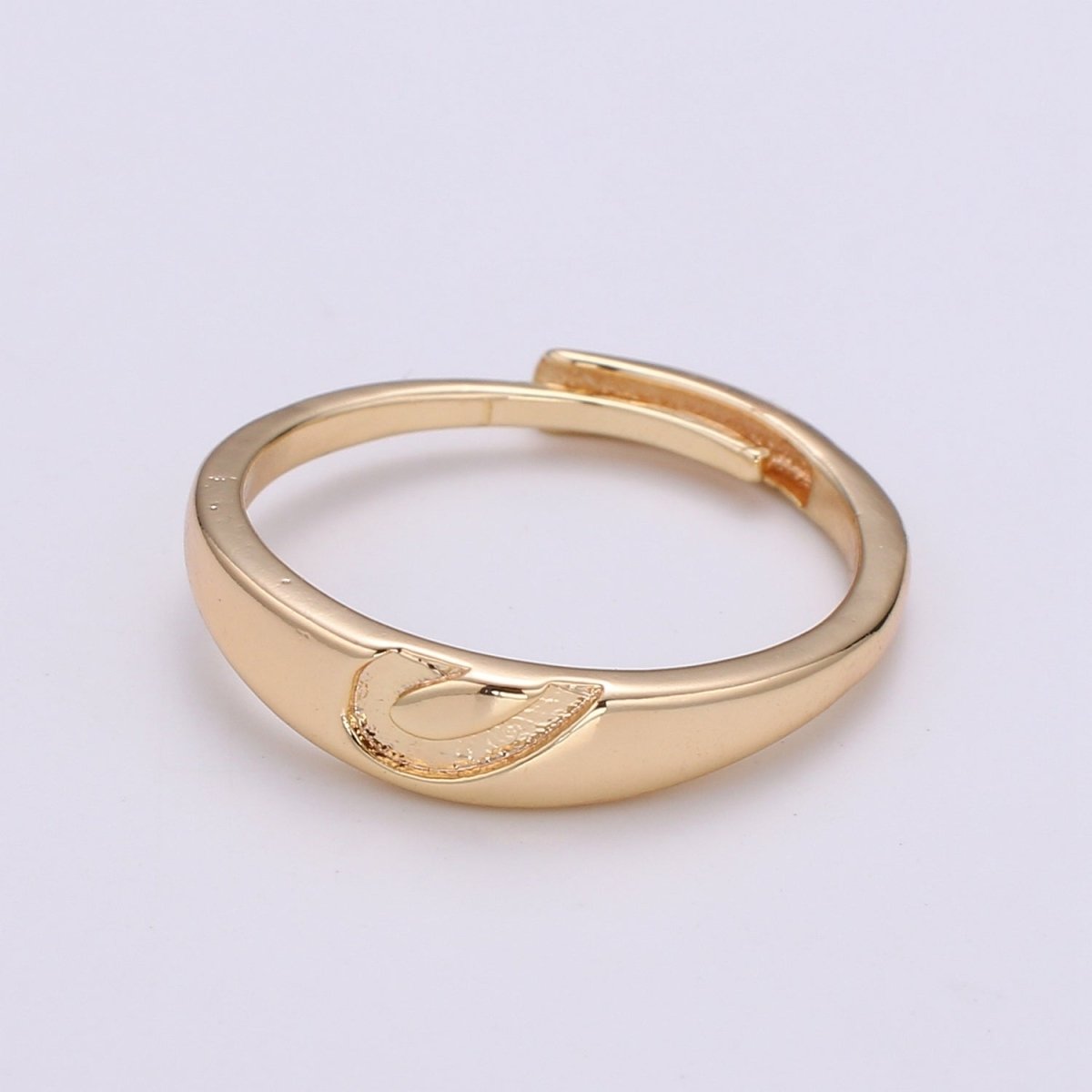1 Pair Heart 18k Gold Ring, Adjustable Gold Curb Ring, Simple CZ Pave Fame Ring, Love R309 - DLUXCA