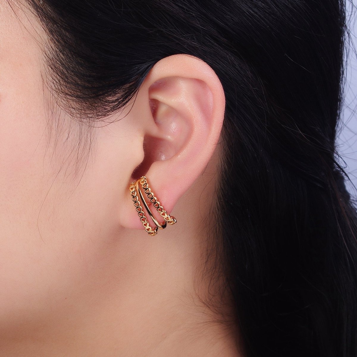 1 Pair Heart Ear Stud Earrings Gold Wrap Earring Jewelry AD895 AD896 - DLUXCA