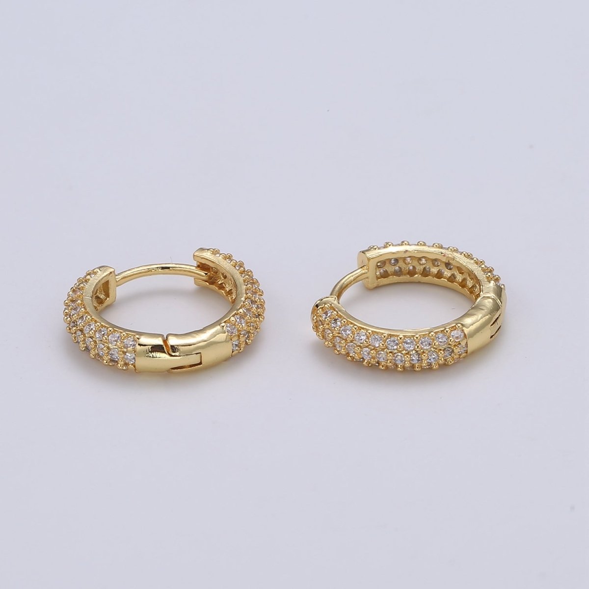 1 pair Hoops - Black, Blue, Clear, Red, Green, Multi-color Zirconia or Teal Gold CZ earrings - 24K Gold Huggie hoops EARRING-1412 - 1418 Q-434 - Q-440 - DLUXCA