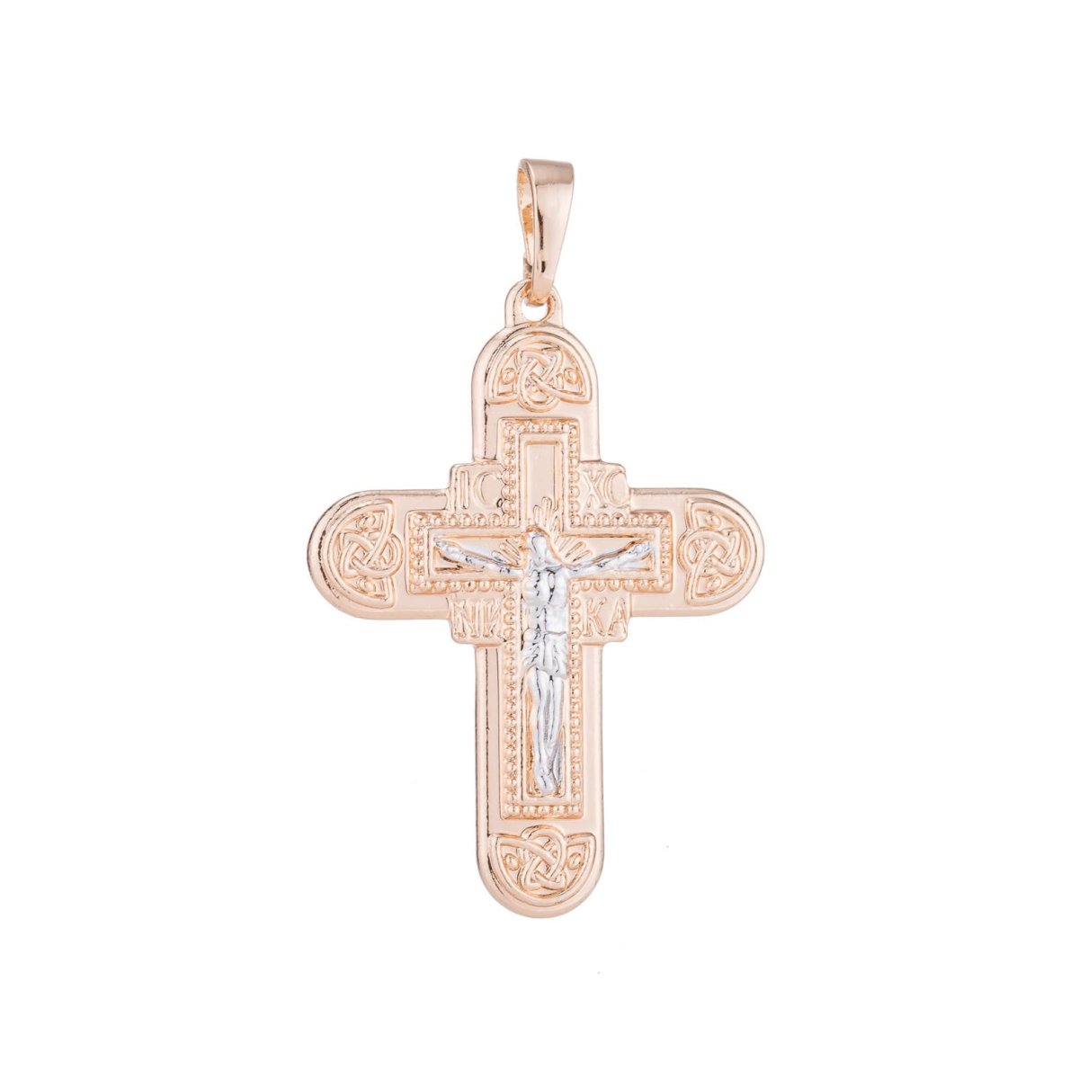 1 pc Jesus Christ Crucifix cross Pendant Gold Plated - Vintage Cross Gold Plated Pendant Rose Gold Plated Pendant for Jewelry Making Supply CL-107 - DLUXCA