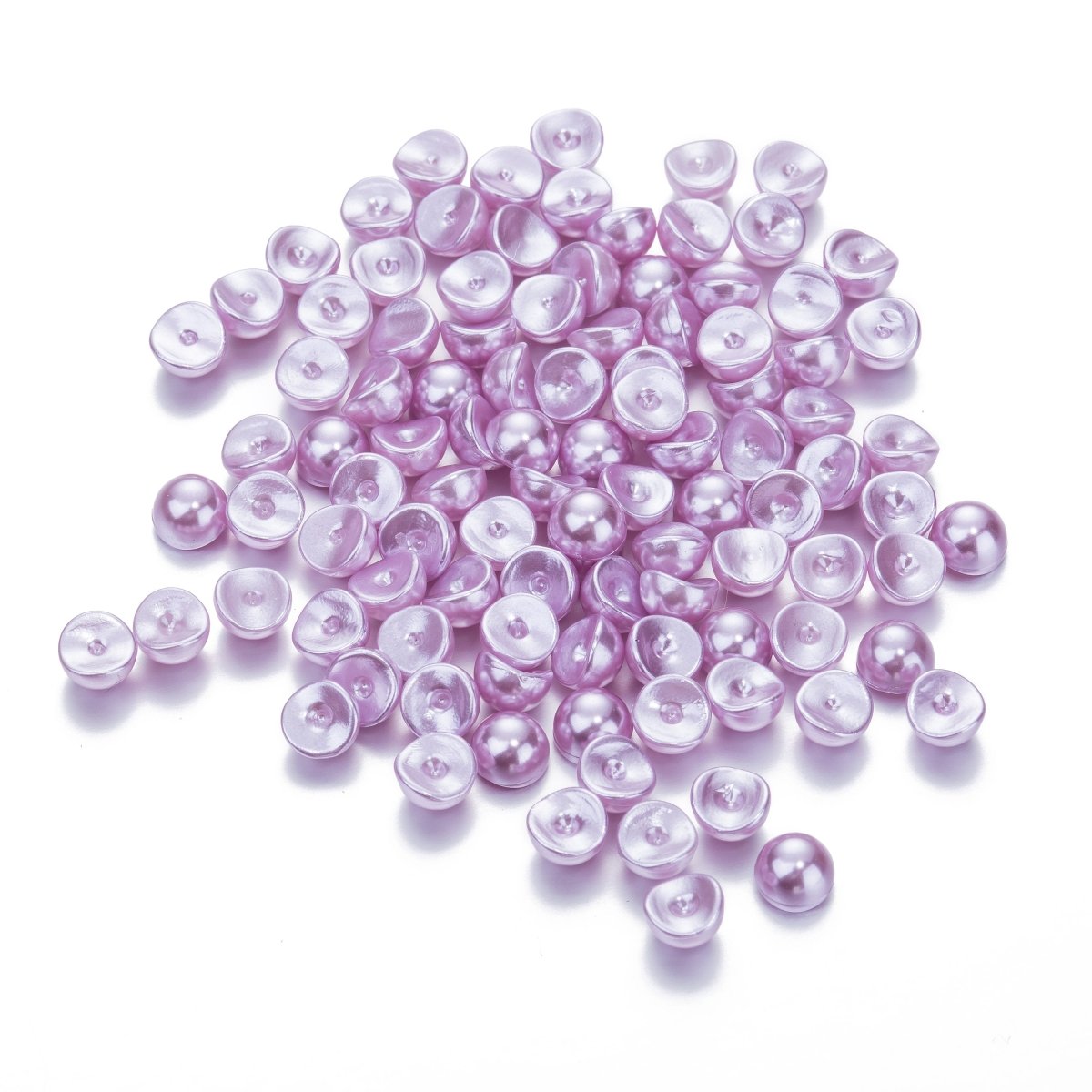 100 pcs Lilac Purple Pearl Flatback Resin Decoden Cabochons, Half Round Pearls, Half Pearl Cabochons, Flat Pearl Size 6mm for embellishments, 04.30-9734 - DLUXCA