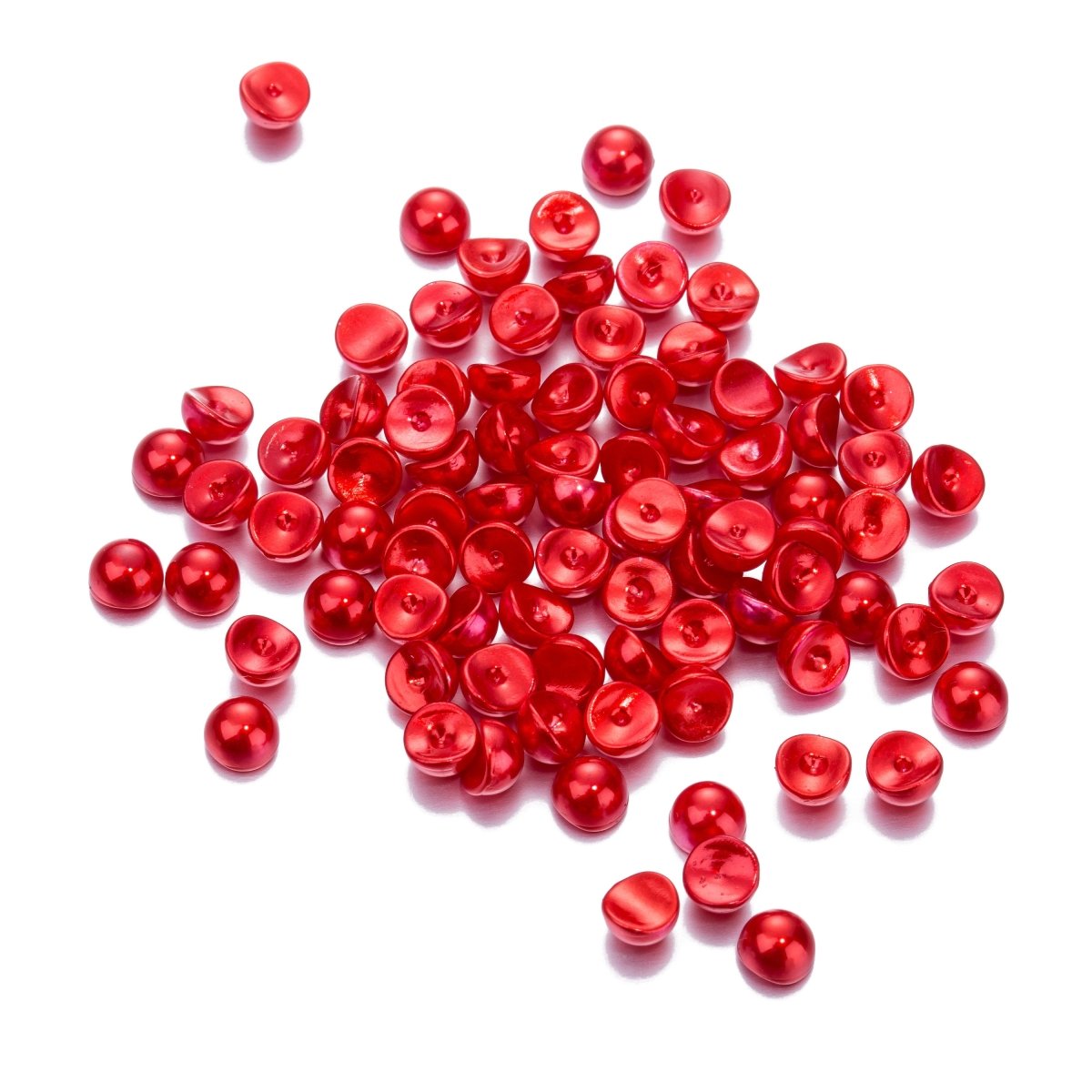 100 pcs Red Pearl Flatback Resin Decoden Cabochons, Half Round Pearls, Half Pearl Cabochons, Flat Pearl Size 6 mm for embellishments, arts, 04.30-9731 - DLUXCA