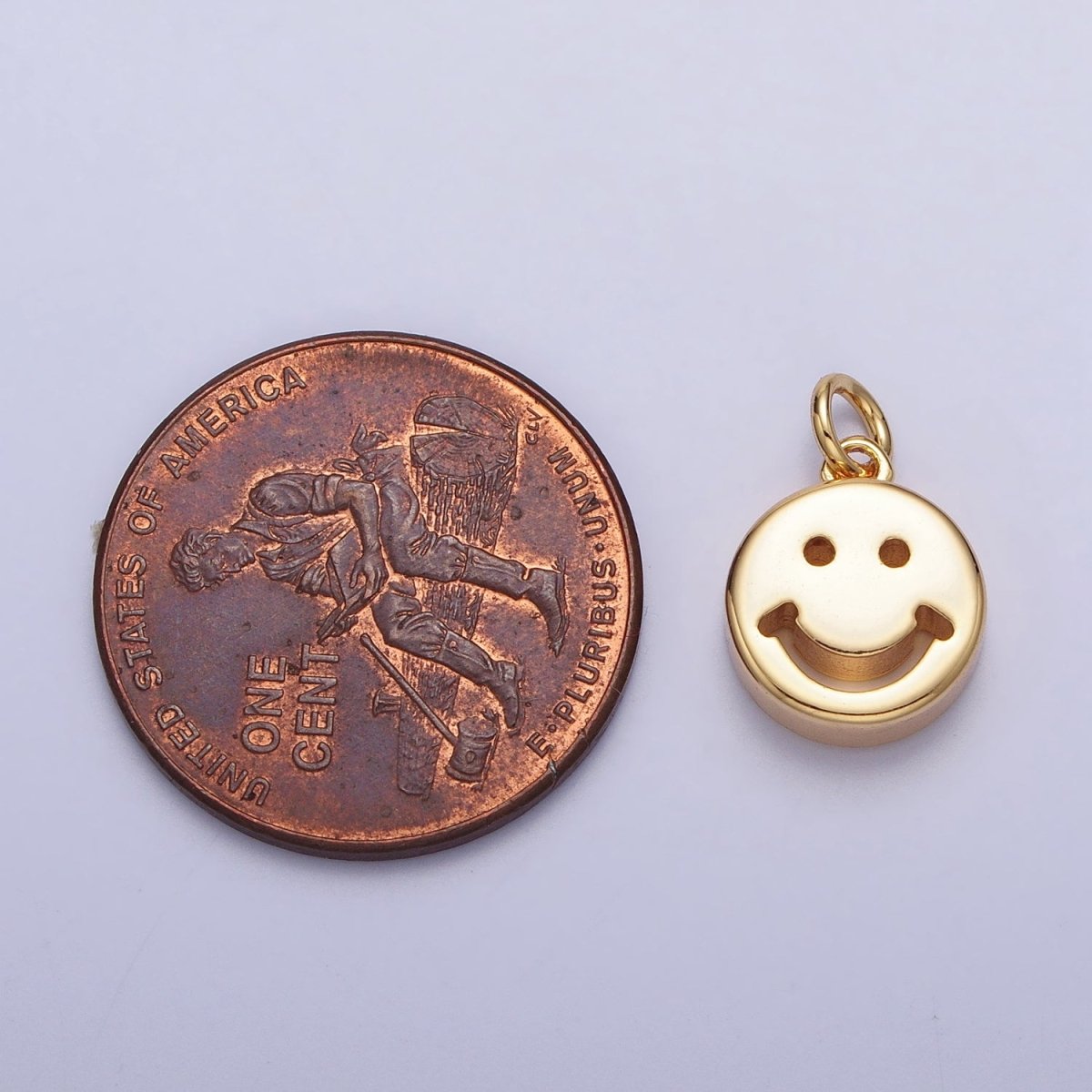 10.5mm Mini Smiley Face Emoji Round Add-On Charm in Gold & Silver | AC225 AC298 - DLUXCA
